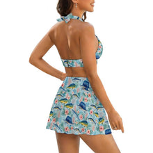 Load image into Gallery viewer, Bluewater Bloom Halter Top &amp; Skirted Bikini Set