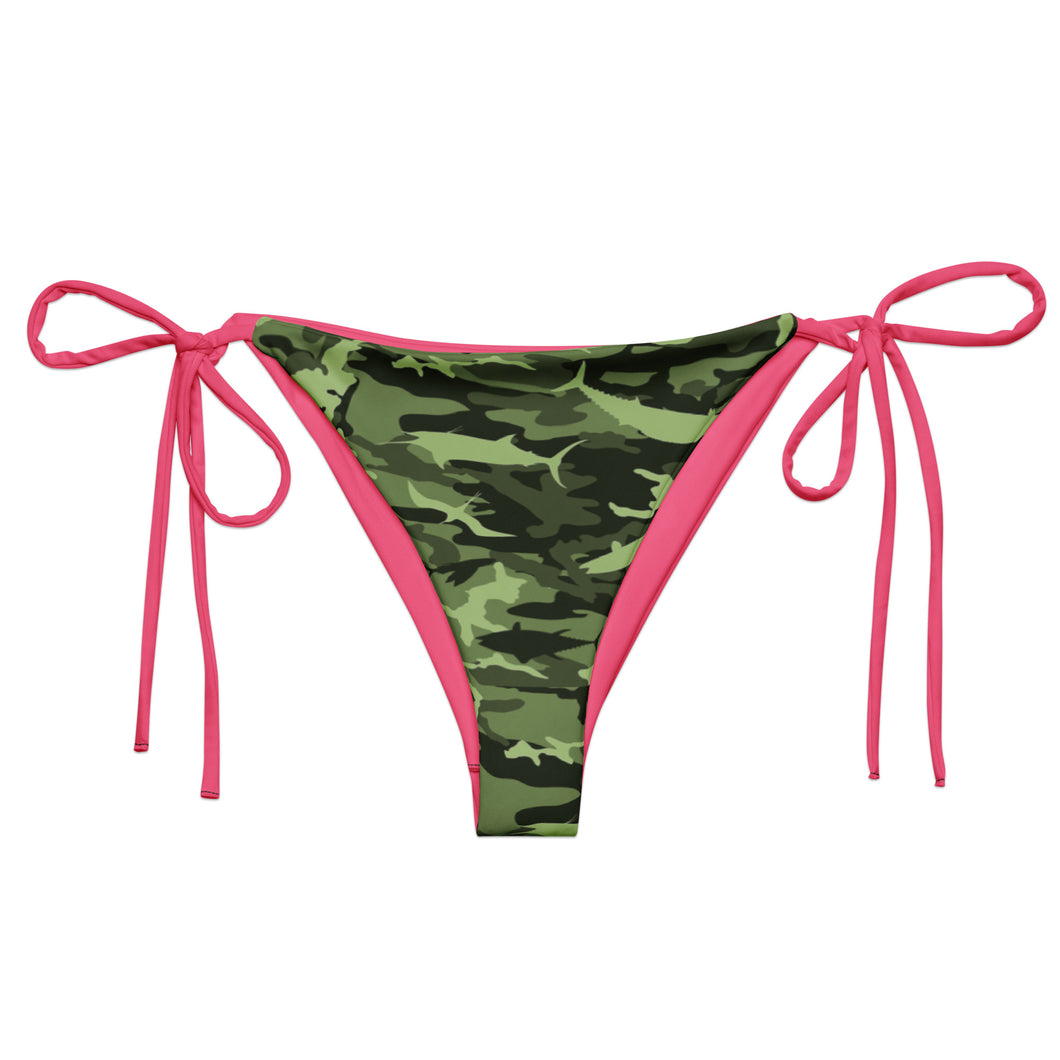 Green Saltwater Camo recycled string bikini bottom