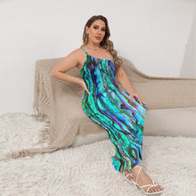 Load image into Gallery viewer, All-Over Print Women&#39;s Oblique-Shoulder Exposure Dress With Side Split (Plus Size)