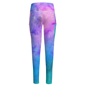 Reel Mermaid Cotton Candy High-Waisted Leggings With Side Pockets XS to Plus 6XL