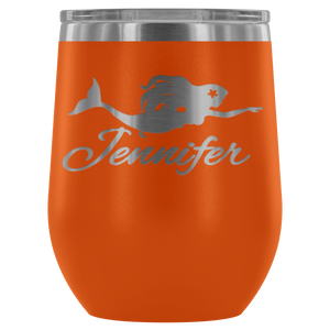 Custom Mermaid Wine Tumbler - Island Mermaid Tribe