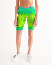Load image into Gallery viewer, Mahi Print Women&#39;s Reel Mermaid Mid-Rise Bike Shorts