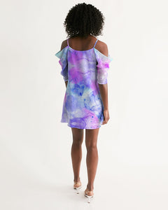 Tie Dye Women's Open Shoulder A-Line Dress