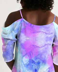 Tie Dye Women's Open Shoulder A-Line Dress