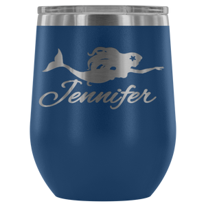Custom Mermaid Wine Tumbler - Island Mermaid Tribe