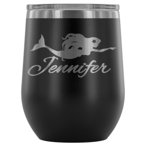 Custom Mermaid Wine Tumbler - Island Mermaid Tribe