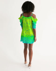 Mahi Print Women's Open Shoulder A-Line Dress