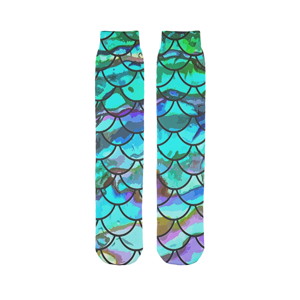 Mermaid Scale Blues Print Sock – Reel Mermaid