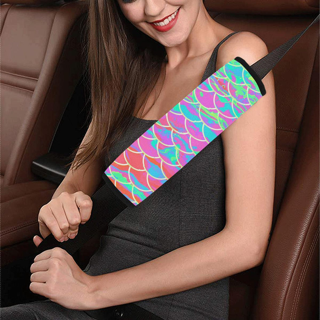 Pink Mermaid Scale Car Seat Belt Cover 7''x12.6'' - Island Mermaid Tribe