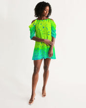 Load image into Gallery viewer, Mahi Print Women&#39;s Open Shoulder A-Line Dress