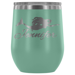 Custom Mermaid Wine Tumbler - Island Mermaid Tribe
