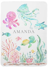 Load image into Gallery viewer, Personalized Under the Sea Baby Receiving Blanket