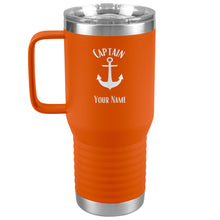 Load image into Gallery viewer, Boat Gifts, Nautical Gifts, Boat Tumbler, Personalized, Boating Gifts, Boat Cup, Boating Tumbler with handle, Boat Accessories, Captain, Boat Owner Gift