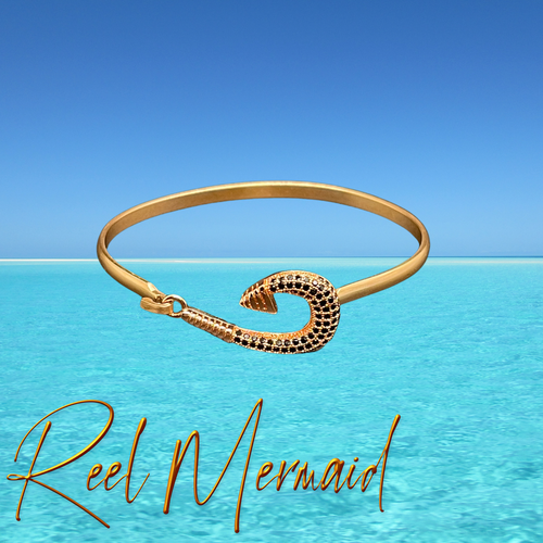 Rhinestone Fish Hook Bangle | Perfect for the Lady Angler