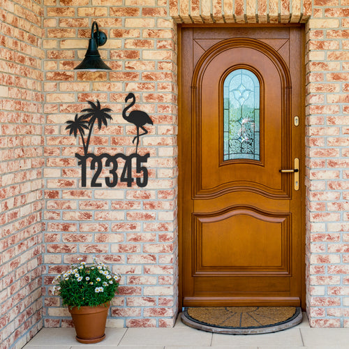 Flamingo Metal Address Sign