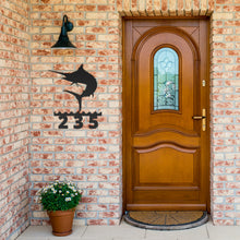 Load image into Gallery viewer, MARLIN Metal House Numbers, Address Sign, House Number Plaque, Metal Address Numbers, Fish Sign, Front Porch Decor, Porch Signs, Metal Signs