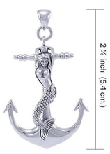 Load image into Gallery viewer, Mermaid on Anchor Sterling Silver Pendant | Gift for lady angler| Gift for her
