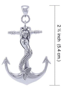 Mermaid on Anchor Sterling Silver Pendant | Gift for lady angler| Gift for her