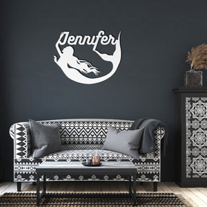Personalized Mermaid Metal Wall Art