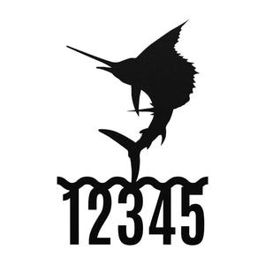 Sailfish  Metal House Numbers, Address Sign, House Number Plaque, Metal Address Numbers, Fish Sign, Front Porch Decor, Porch Signs, Metal Signs