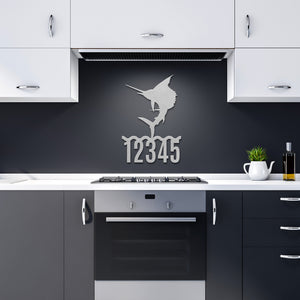 Sailfish  Metal House Numbers, Address Sign, House Number Plaque, Metal Address Numbers, Fish Sign, Front Porch Decor, Porch Signs, Metal Signs