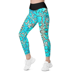 Barrier Reef High Waisted Leggings with Side Pockets available in XS to Plus Size 6XL