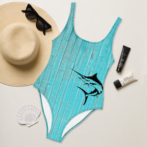 Marlin and Wood Grain One-Piece Swimsuit