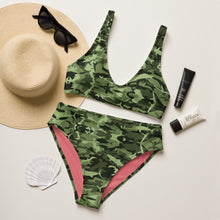 Load image into Gallery viewer, Green Saltwater Camo Recycled high-waisted bikini XS - 3XL