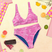 Load image into Gallery viewer, Pink Saltwater Camo Recycled high-waisted bikini XS - 3XL