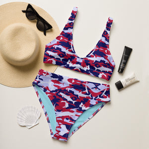 Patriotic Saltwater Camo Recycled high-waisted bikini