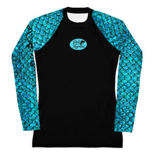 Load image into Gallery viewer, Mermaid Teals Women&#39;s Rash Guard