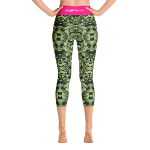 Green Saltwater Camo Yoga Capri Reel Mermaid Leggings