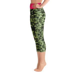Green Saltwater Camo Yoga Capri Reel Mermaid Leggings