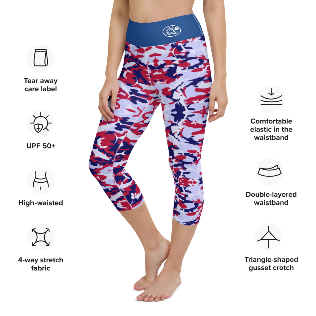 Patriotic Fish Camo Yoga Capri Leggings