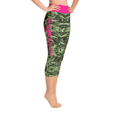 Load image into Gallery viewer, Green Saltwater Camo Yoga Capri Reel Mermaid Leggings