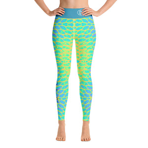 Yellow Tail Reel Mermaid Yoga Leggings