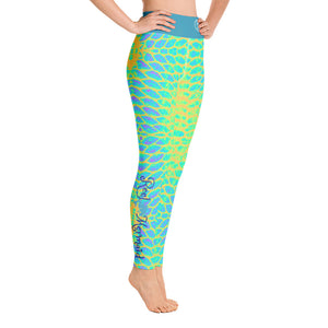 Yellow Tail Reel Mermaid Yoga Leggings