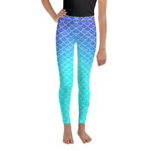 Load image into Gallery viewer, Ombre Mermaid Youth Mermaid Leggings size 8-20