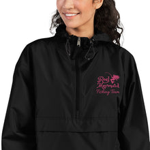 Load image into Gallery viewer, Embroidered Reel Mermaid Fishing Team Champion Packable Jacket