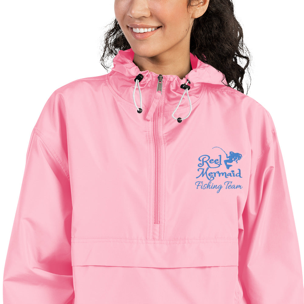 Embroidered Reel Mermaid Fishing Team Champion Packable Jacket