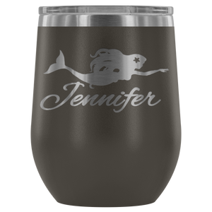 Custom Mermaid Wine Tumbler - Island Mermaid Tribe