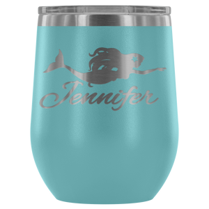 Custom Mermaid Wine Tumbler - Island Mermaid Tribe