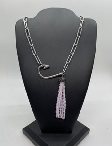 Unique Paper Clip Hook Necklace with Tassel