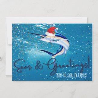 Personalized Marlin Seas & Greetings Card - Island Mermaid Tribe