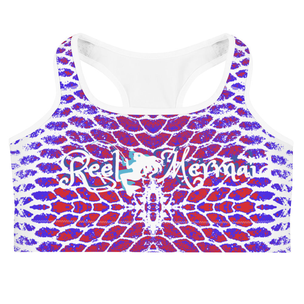 Patriotic Fish Scale Sports bra