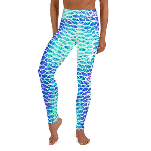 Blue Scale Yoga Leggings - Island Mermaid Tribe