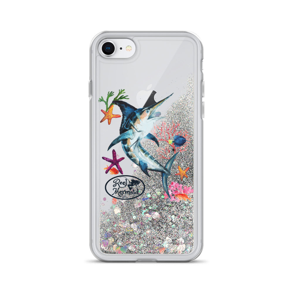 Marlin Reel Mermaid Liquid Glitter Phone Case