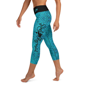Mermaid Teals Yoga Capri Leggings