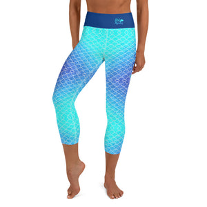 Island Mermaid Tribe Ombre Blues Reel Mermaid Capri Leggings S