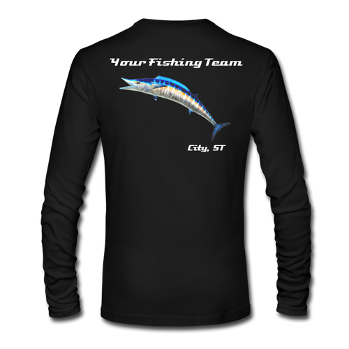 Custom Wahoo Fishing Long Sleeve T-Shirt - black